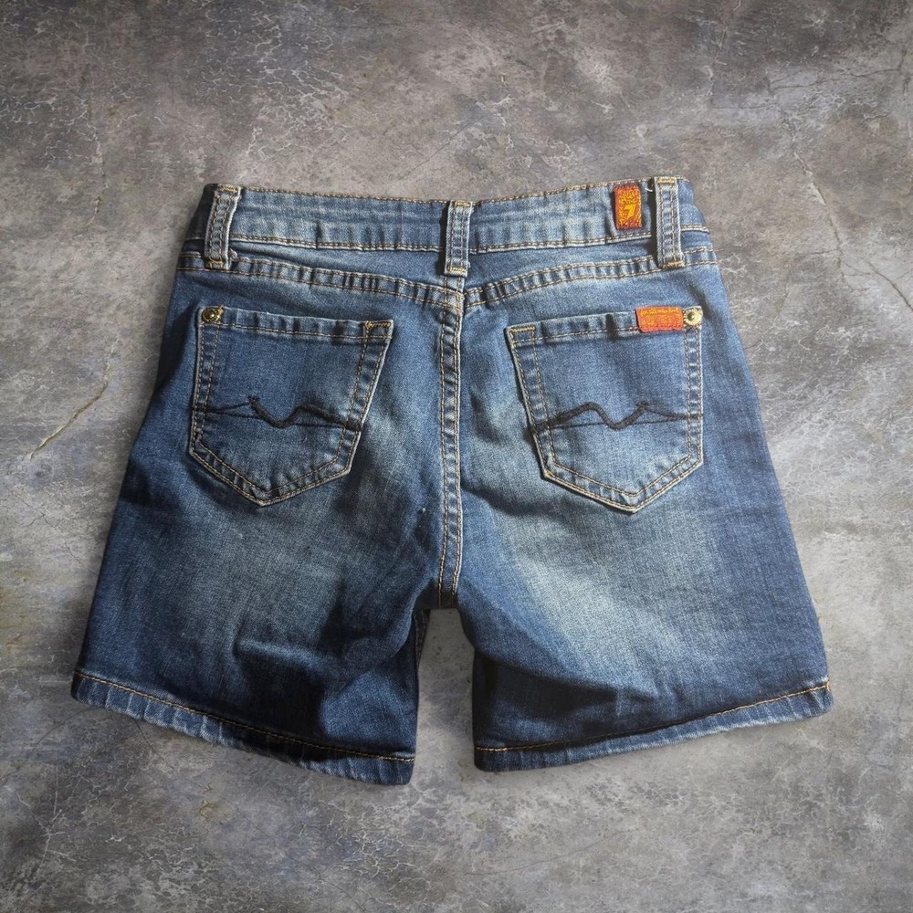 7 For All Mankind Distressed Denim Women's Size 8 Low Rise Stretch Jean Shorts